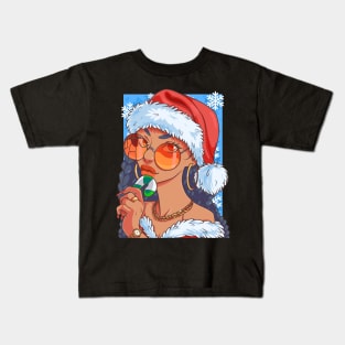 Black Santa Claus Gangster Christmas Kids T-Shirt